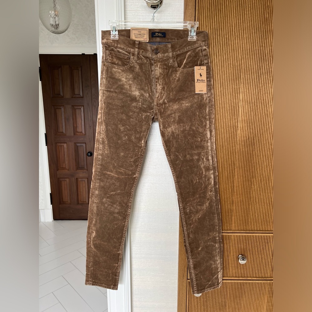 Polo Ralph Lauren Tompkins mid rise skinny crushed velvet-look jean in size 27
